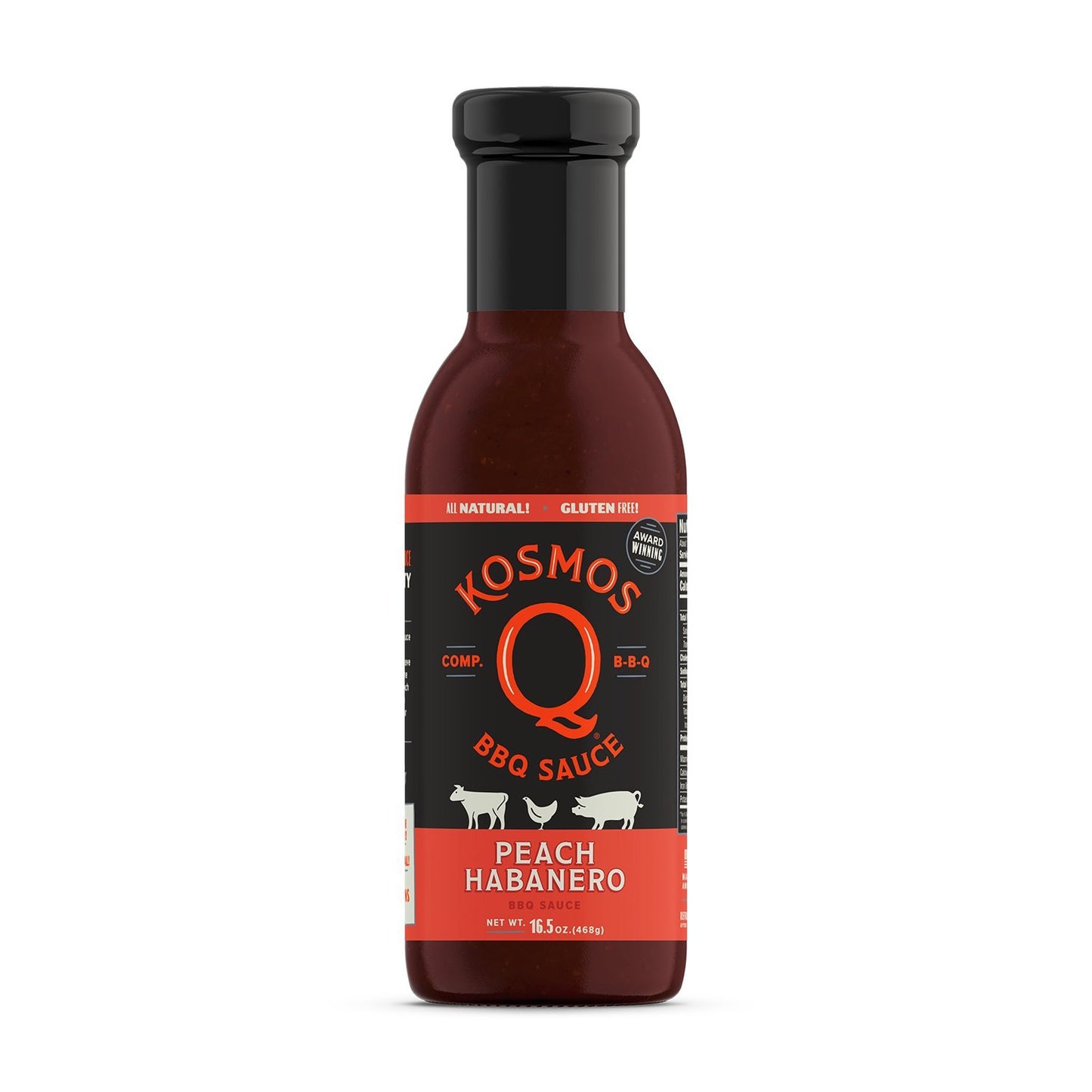 Kosmos Q Peach Habanero BBQ Sauce - 15.5 Oz Bottle for BBQ & Marinades w/ Sweet and Spicy Flavor - Thick Barbecue Sauce for Tend