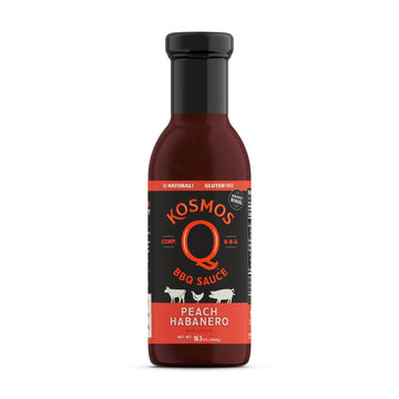 Kosmos Q Peach Habanero BBQ Sauce - 15.5 Oz Bottle for BBQ & Marinades w/ Sweet and Spicy Flavor - Thick Barbecue Sauce for Tend