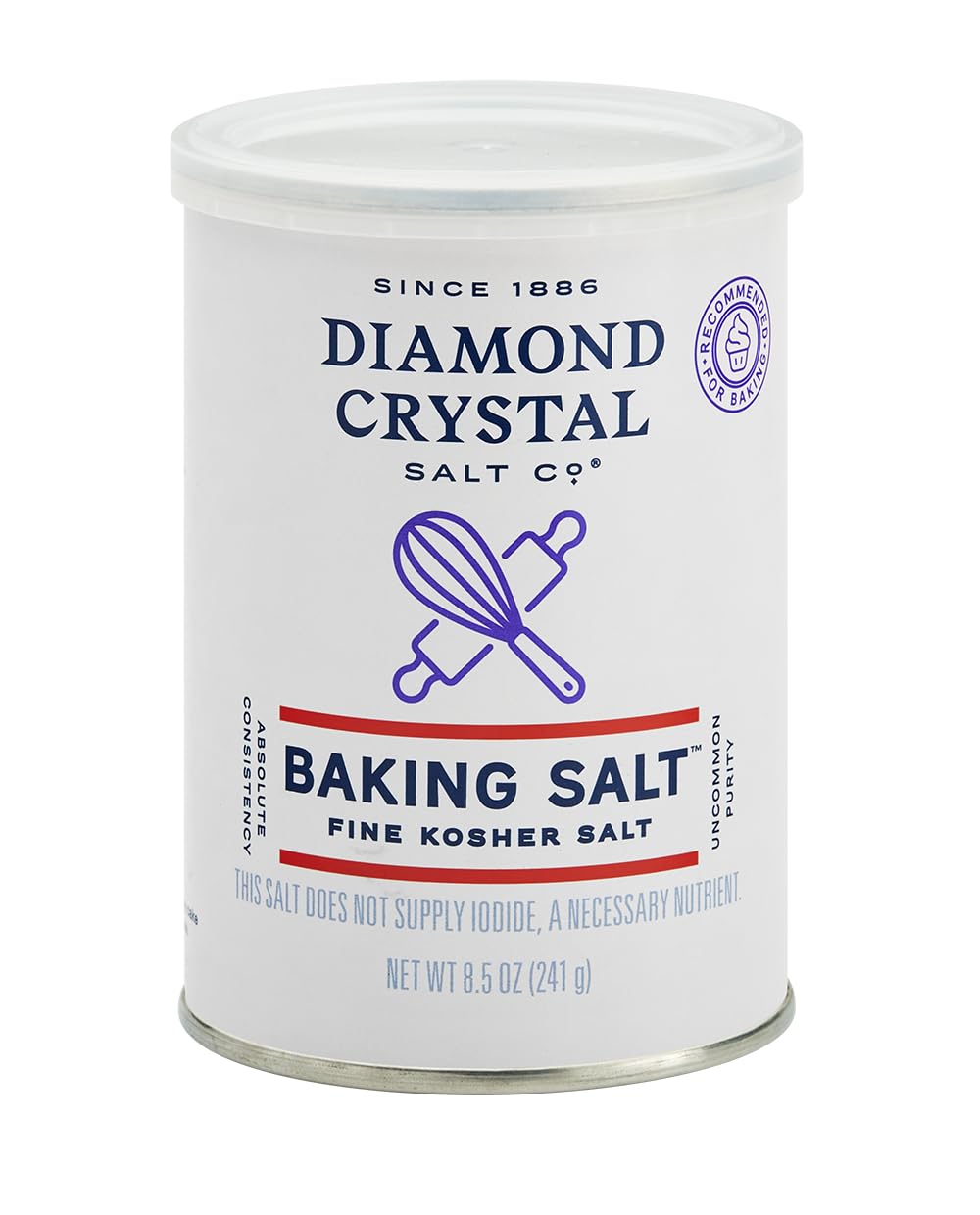 Diamond Crystal Baking Salt, Fine Kosher Salt, No Additives, Great for batters and doughs, 8.5oz Canister
