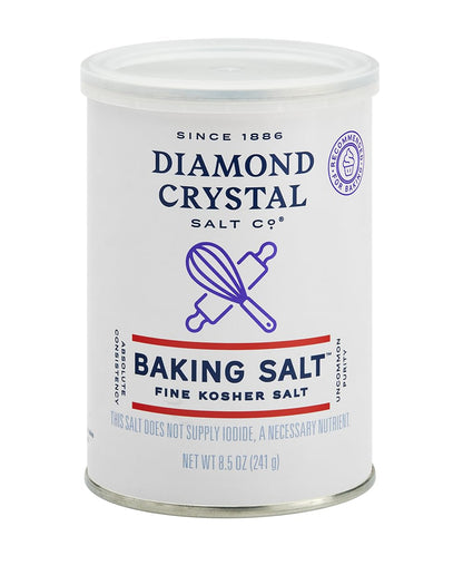 Diamond Crystal Baking Salt, Fine Kosher Salt, No Additives, Great for batters and doughs, 8.5oz Canister