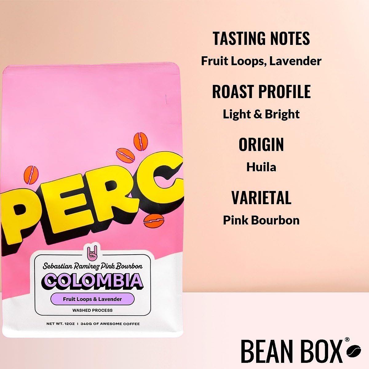 Colombia Sebastian Ramirez Pink spirit-inspired flavor - Roasted by Perc Coffee - Whole Bean Coffee - 2 Pound Bag