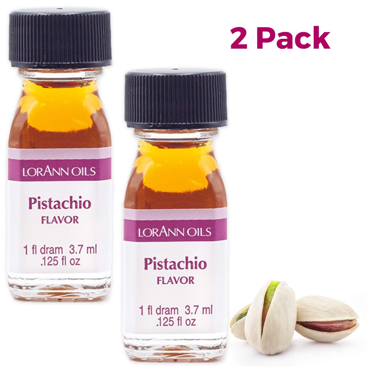 LorAnn Oils Pistachio Flavoring - 1 Dram Bottle (2 Pack) - Clear Pale Yellow to Yellow