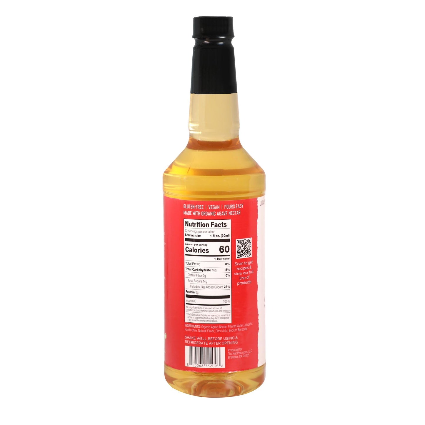 Top Hat Provisions Spicy Agave Nectar Sweetener 32oz (Pack of 2) - Organic Agave with Hatch Chile & Jalapeño for Cocktails and Desserts