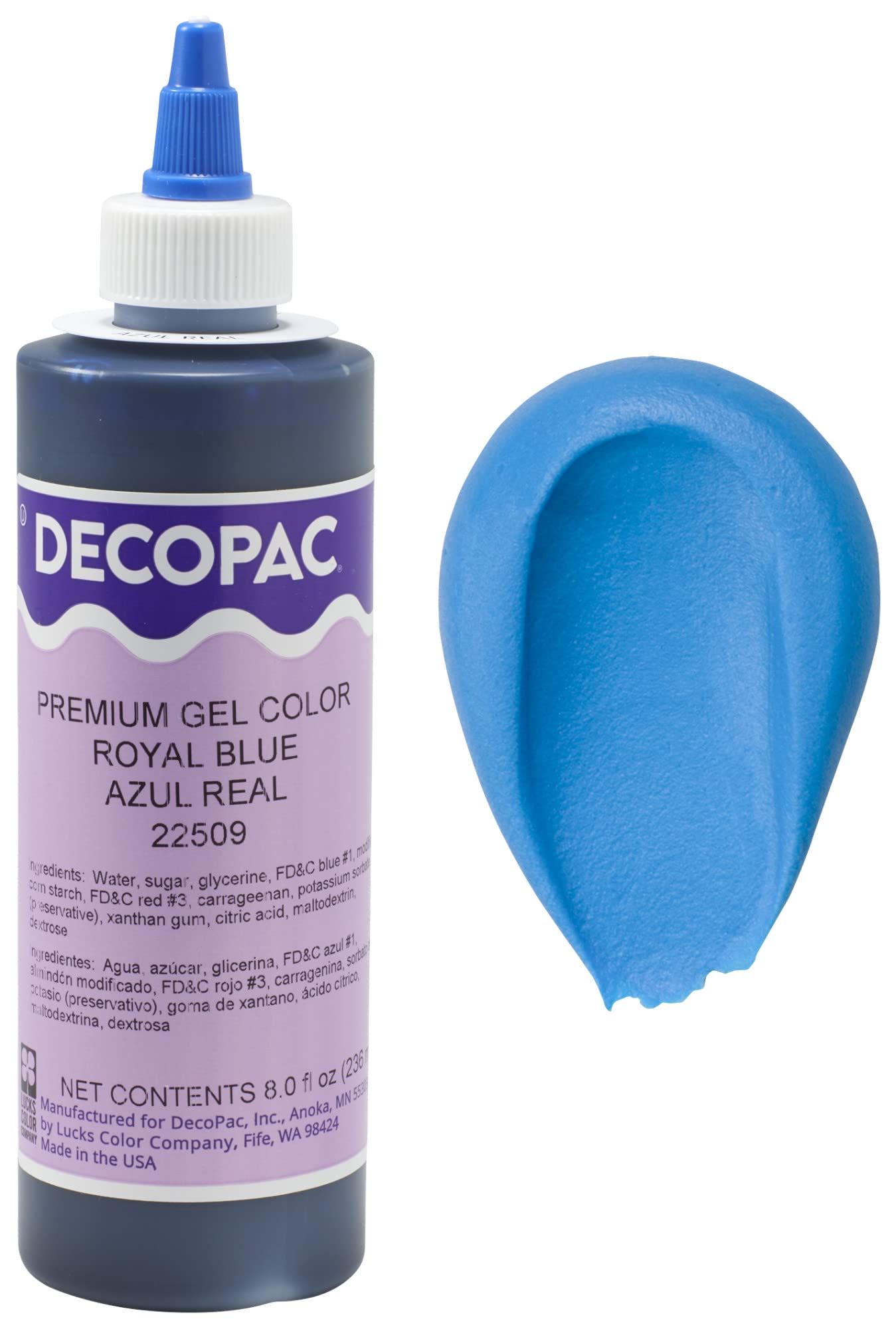 Decopac Premium Gel Food Color, Edible Coloring For Use With Buttercream Or Whipped Icing, Fondant & Piping Gel, Highly Concentrated Gel, 8Oz - Royal Blue