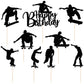 Lveud 7Pcs Skateboard Happy Birthday Cake Topper,Black Glitter Happy Birthday Skateboard Cake Topper For Skateboard Birthday Par