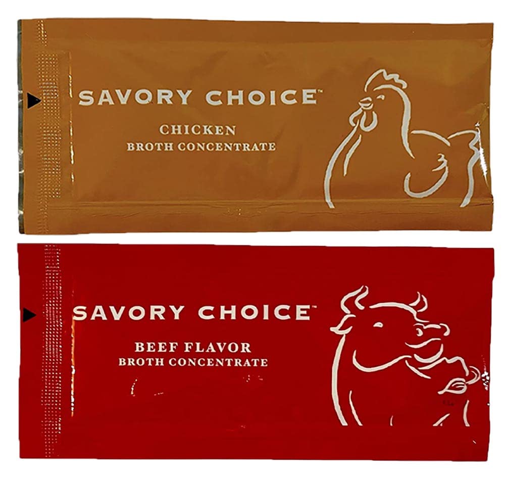 Stapster Savory Choice Reduced Sodium Beef Broth and Chicken Broth Concentrate 9.6 G - Meat Tastes Bundle of 40 pcs - 20 pcs of 