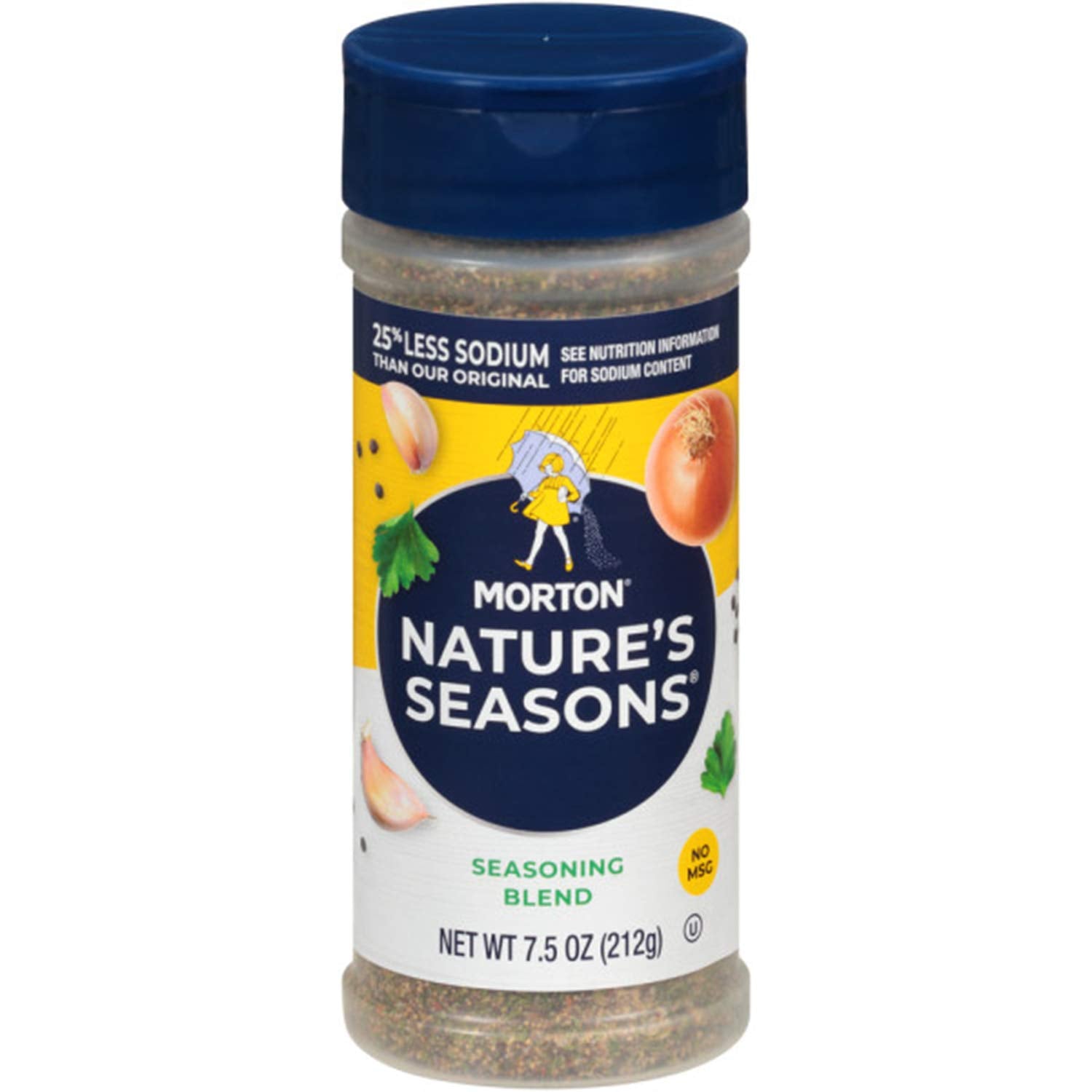 Morton Seasoning Blend, 25% Less Sodium, 7.5 Ounce (Pack of 6), Blue