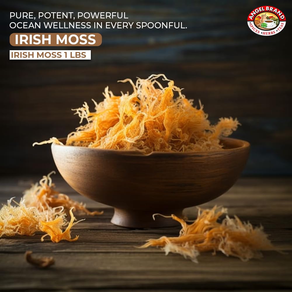 Angel Brand Irish Sea Moss Pouch - Nutrient Rich Sea Vegetable - 1 Lb