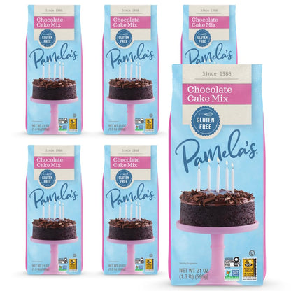 Pamela s Gluten Free Chocolate Cake Mix, Dairy Free, Kosher, 21-Ounce Bag (Pack of 6)