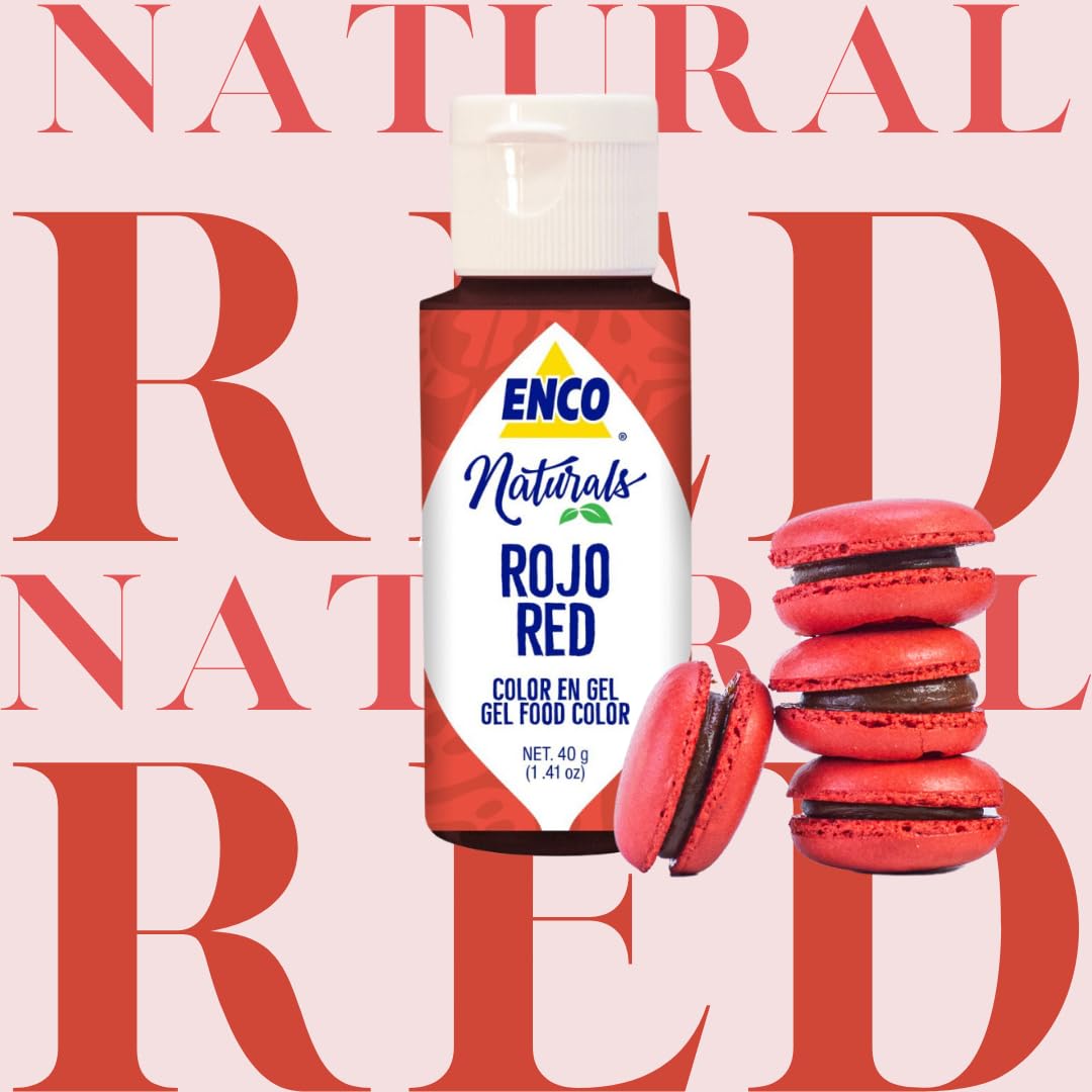 ENCO Food Coloring Gel - Red - 1.41 oz (40 g) - No Artificial Dyes - Vibrant Colors for Icing, Buttercream, Fondant