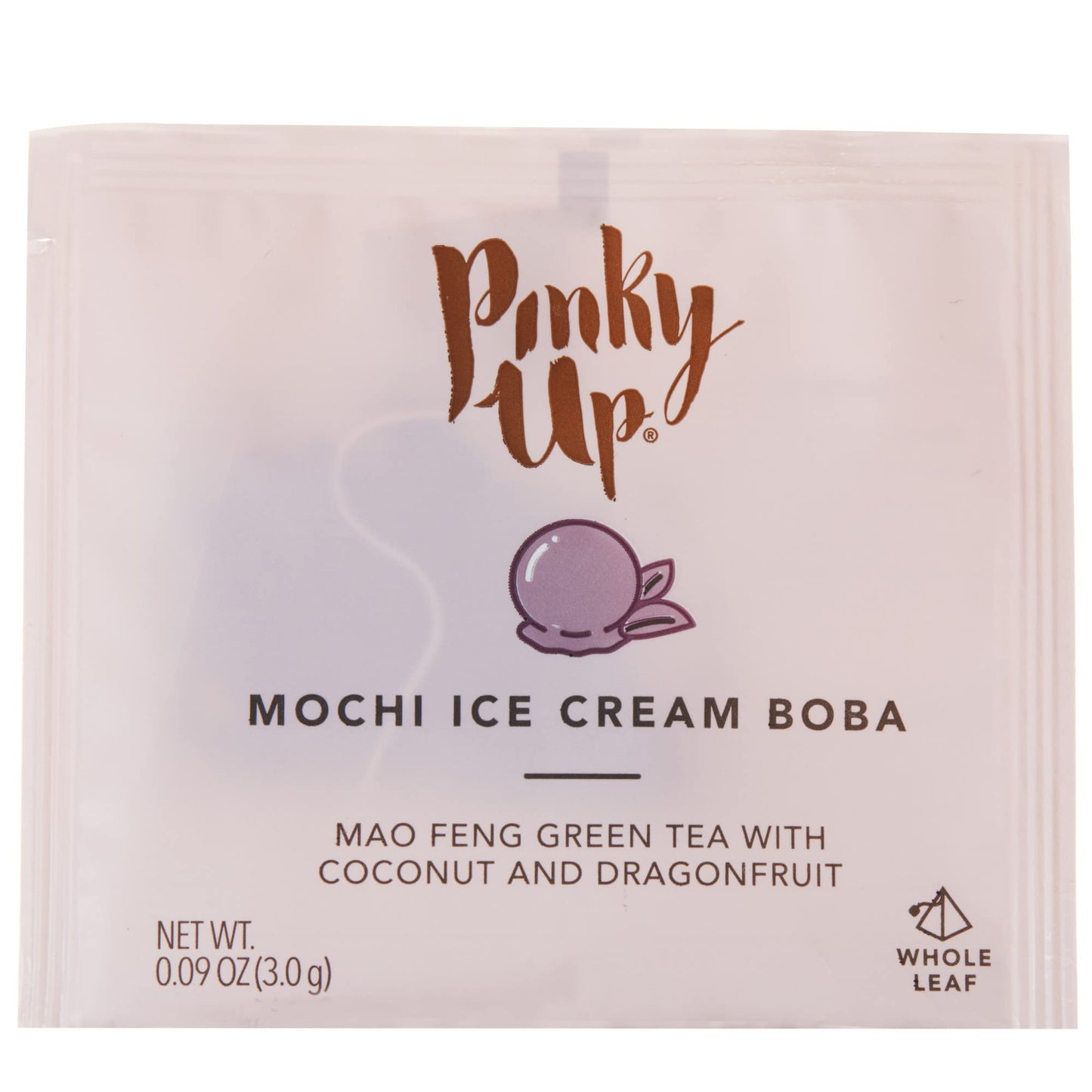Pinky Up Mochi Ice Cream Boba Tea Sachets - Low Calorie Whole Leaf Green Tea Bubble Tea - Boba Gift 12 Biodegradable Tea Bags