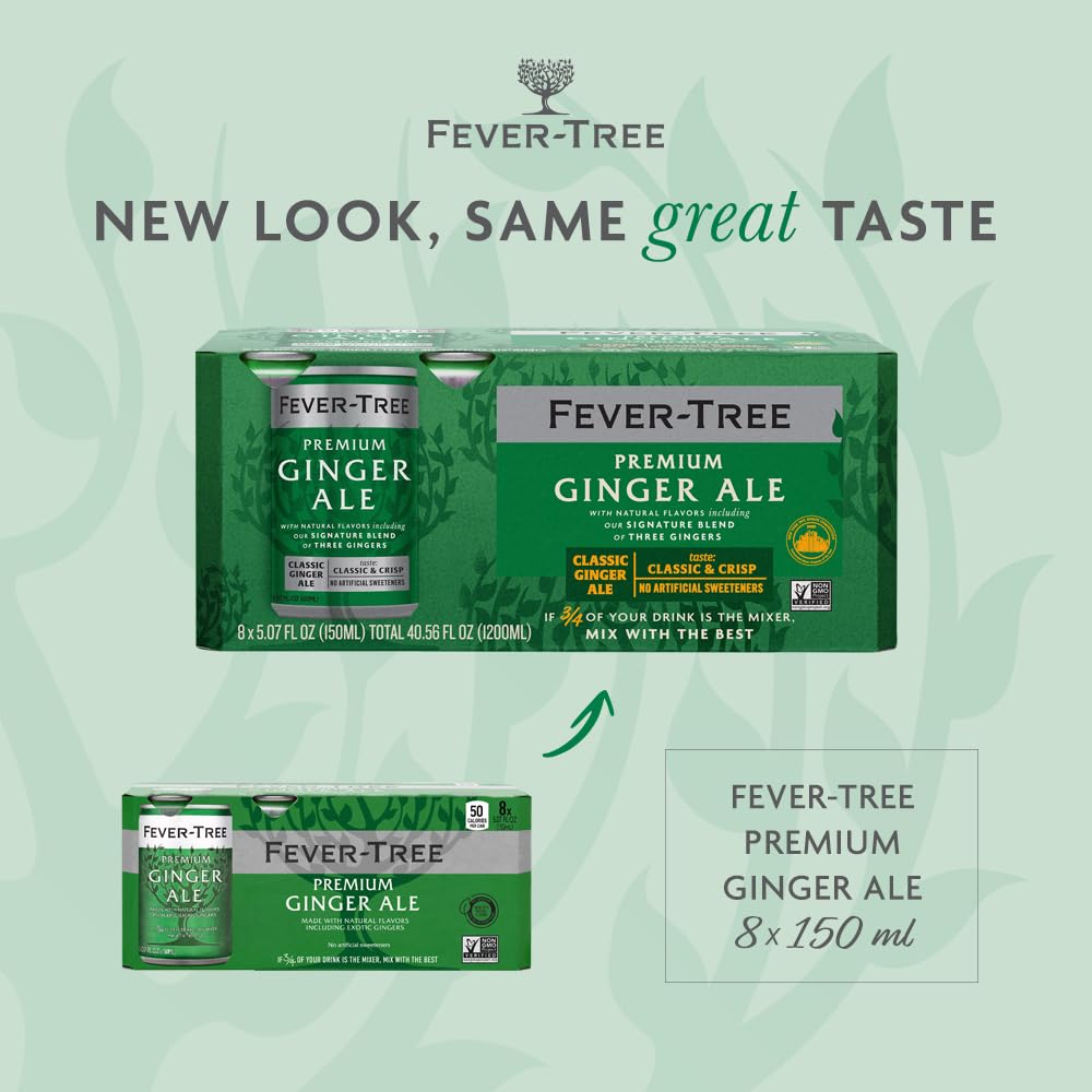 Fever-Tree Ginger Ale - Premium Mixer - Naturally Sourced - 150 ML Cans - Pack of 24 - 5.07 Fl Oz