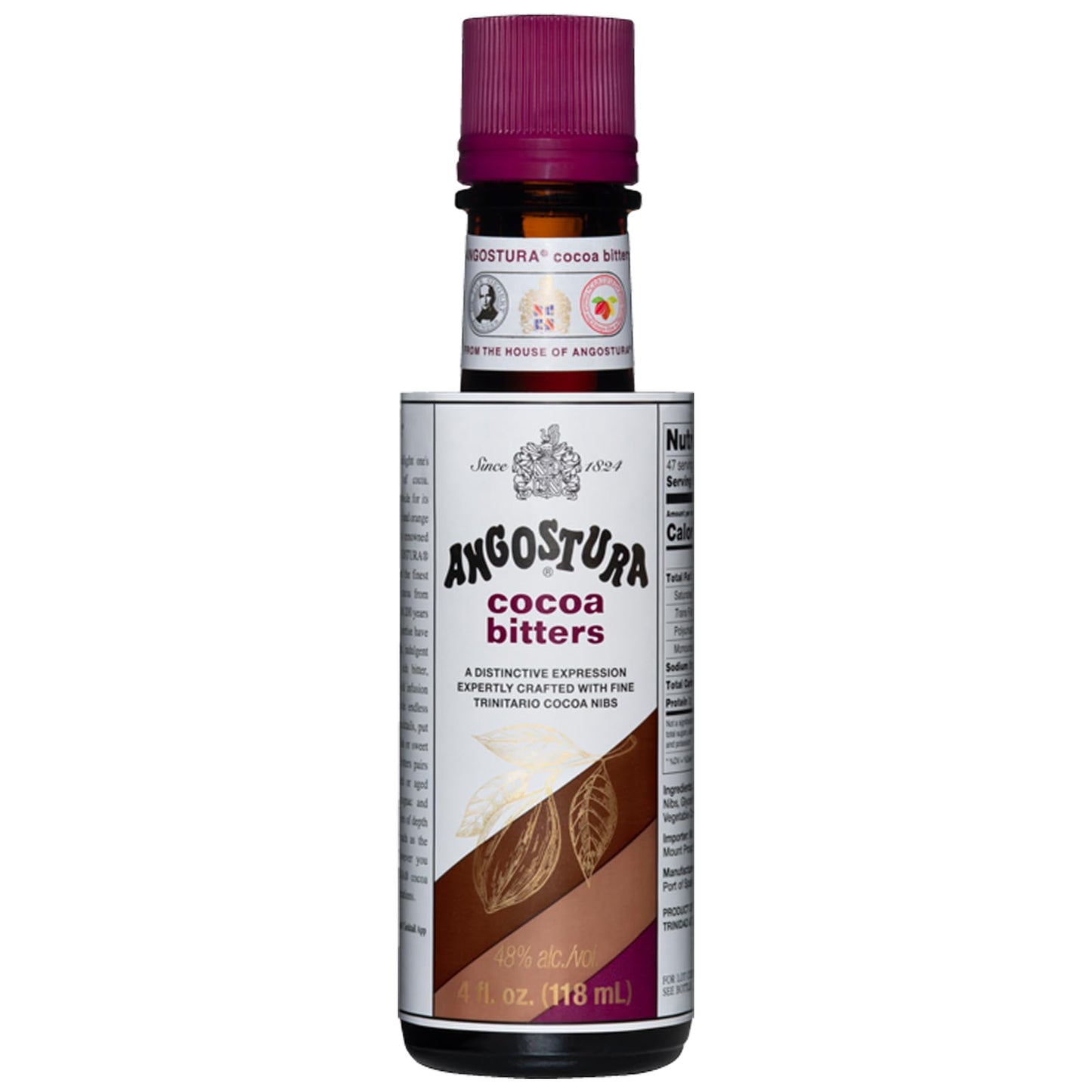 ChromaCast Angostura Cocoa Bitters, Premium Cocktail Bitters, 4 FL OZ, Kosher Certified, Sodium-Free, Model ANG-COCO-1PK