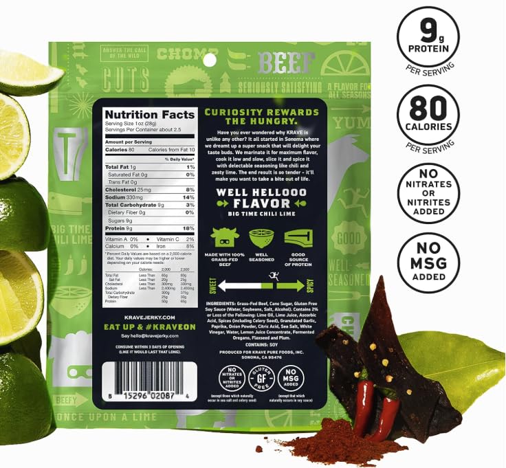KRAVE All Natural Beef Jerky Variety Pack | Gluten Free, 100% Grass-Fed Beef | 2.7 oz Each (Pack of 4)