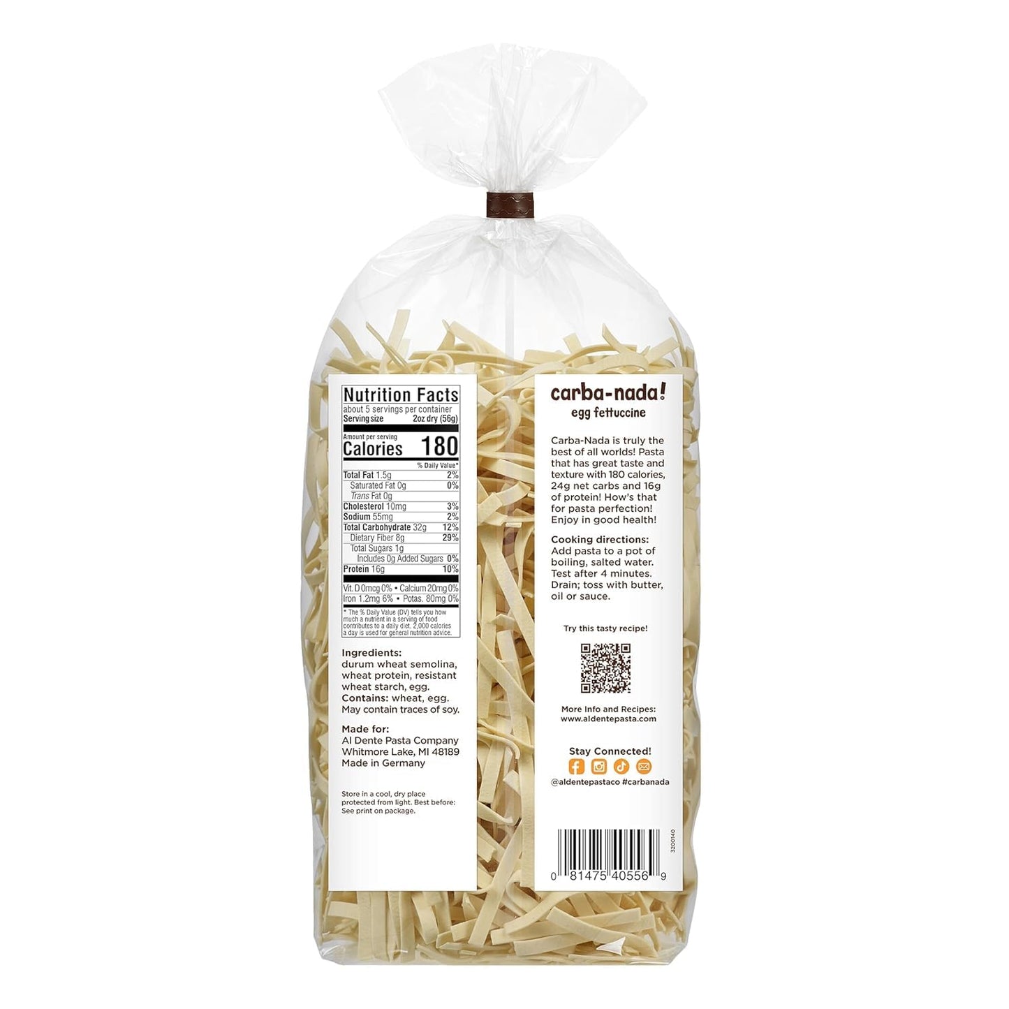 Al Dente Carba-Nada Egg Fettuccine - Lower Carb, High Protein Keto & Point-Based Diet-Friendly - Delicious and Versatile - Artis