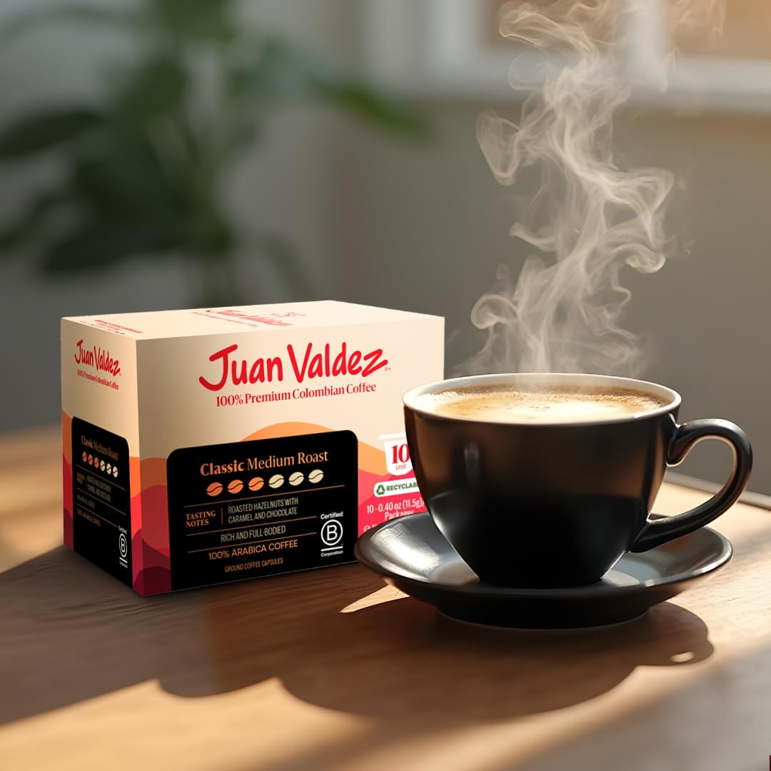 Juan Valdez Classic Medium Roast Coffee, Single Serve K-Cup Pods 4.05 Oz - Premium Colombian Coffee 10 Count