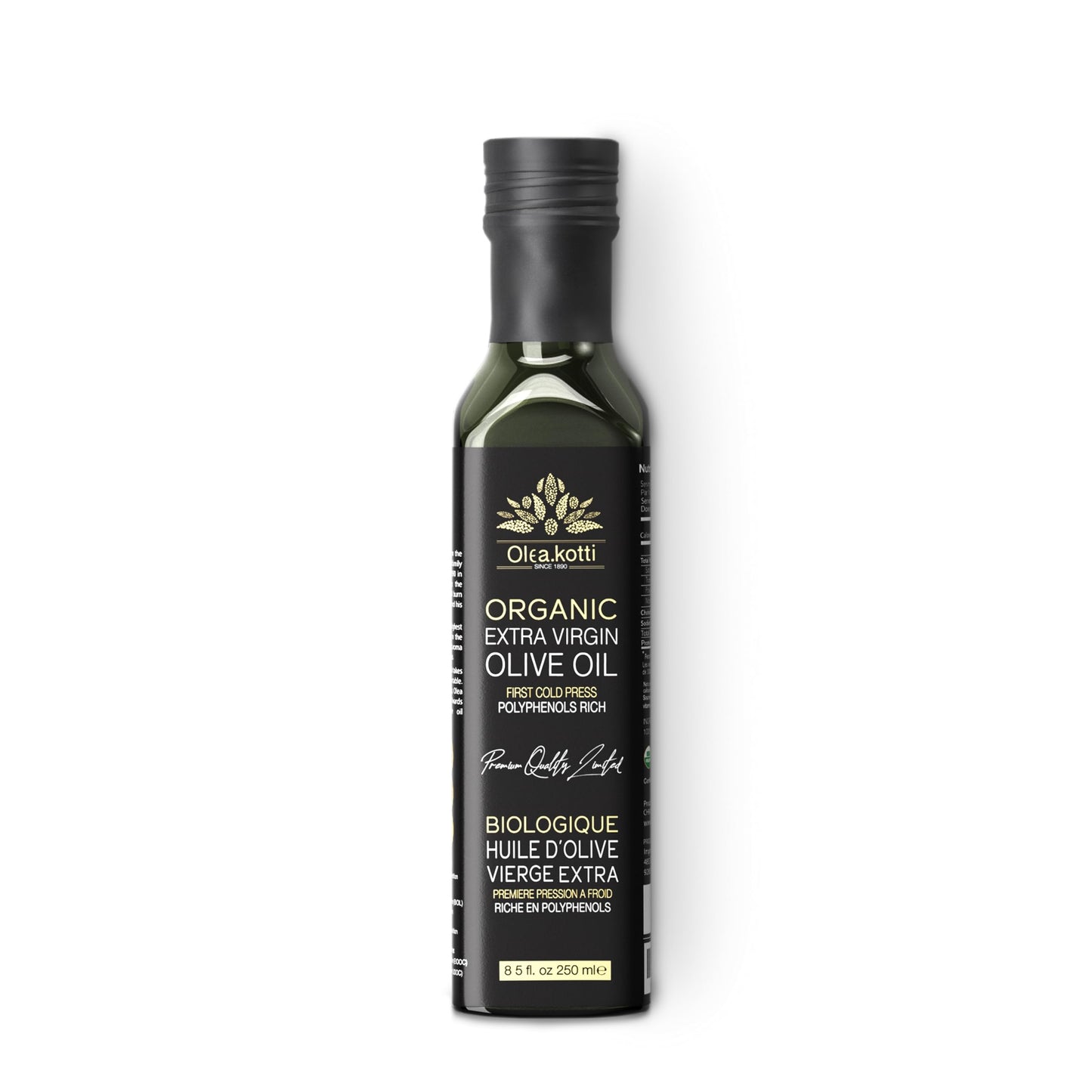 Olea Kotti EVOO 250ML Ultra Premium Extra Virgin Olive Oil, First Cold Press Rich in Antioxidants & Polyphenols Single Farm Orig