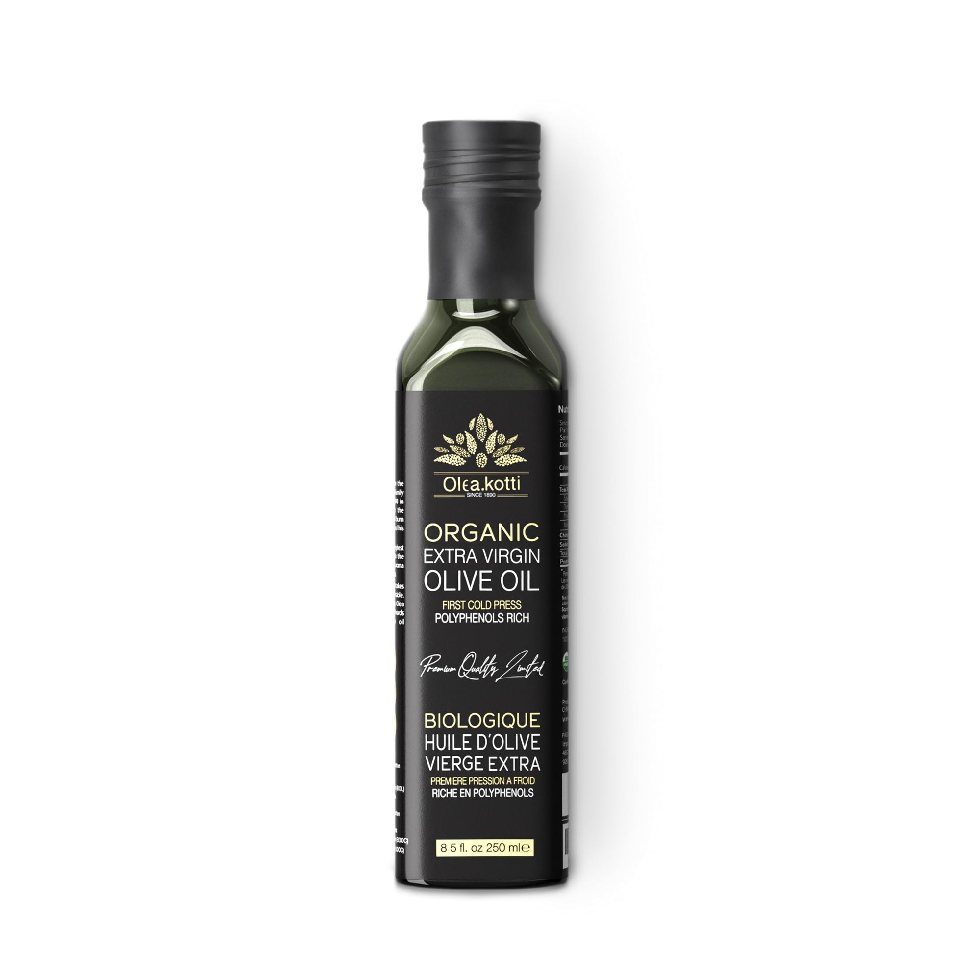Olea Kotti EVOO 250ML Ultra Premium Extra Virgin Olive Oil, First Cold Press Rich in Antioxidants & Polyphenols Single Farm Orig