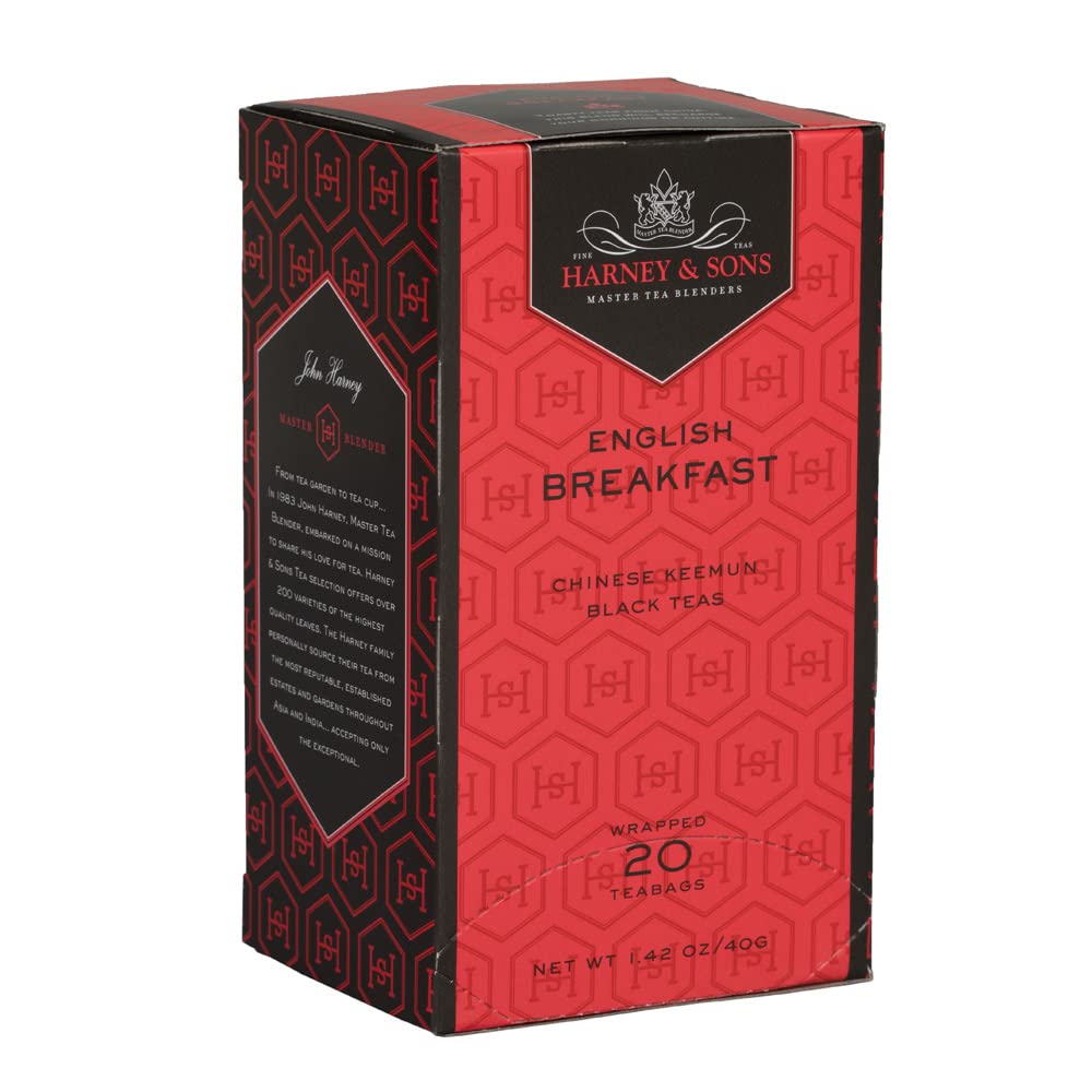 Harney & Sons Black Tea Bags, English Breakfast, 20 Count, Pack of 1