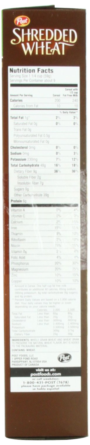 Post Shredded Wheat ' Bran, Spoon Size, 18-Ounce Boxes (Pack Of 5)
