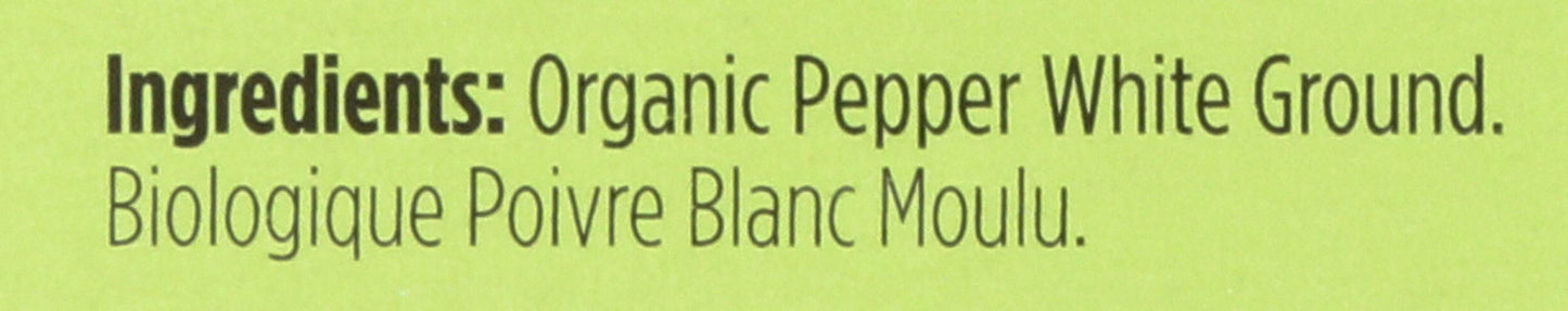 Spicely Organic Peppercorn White Ground 0.45 Ounce Ecobox Certified Gluten Free