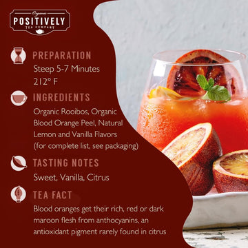 Organic Positively Tea Company Blood Orange Vanilla Rooibos Tea Loose Leaf 16 Ounce