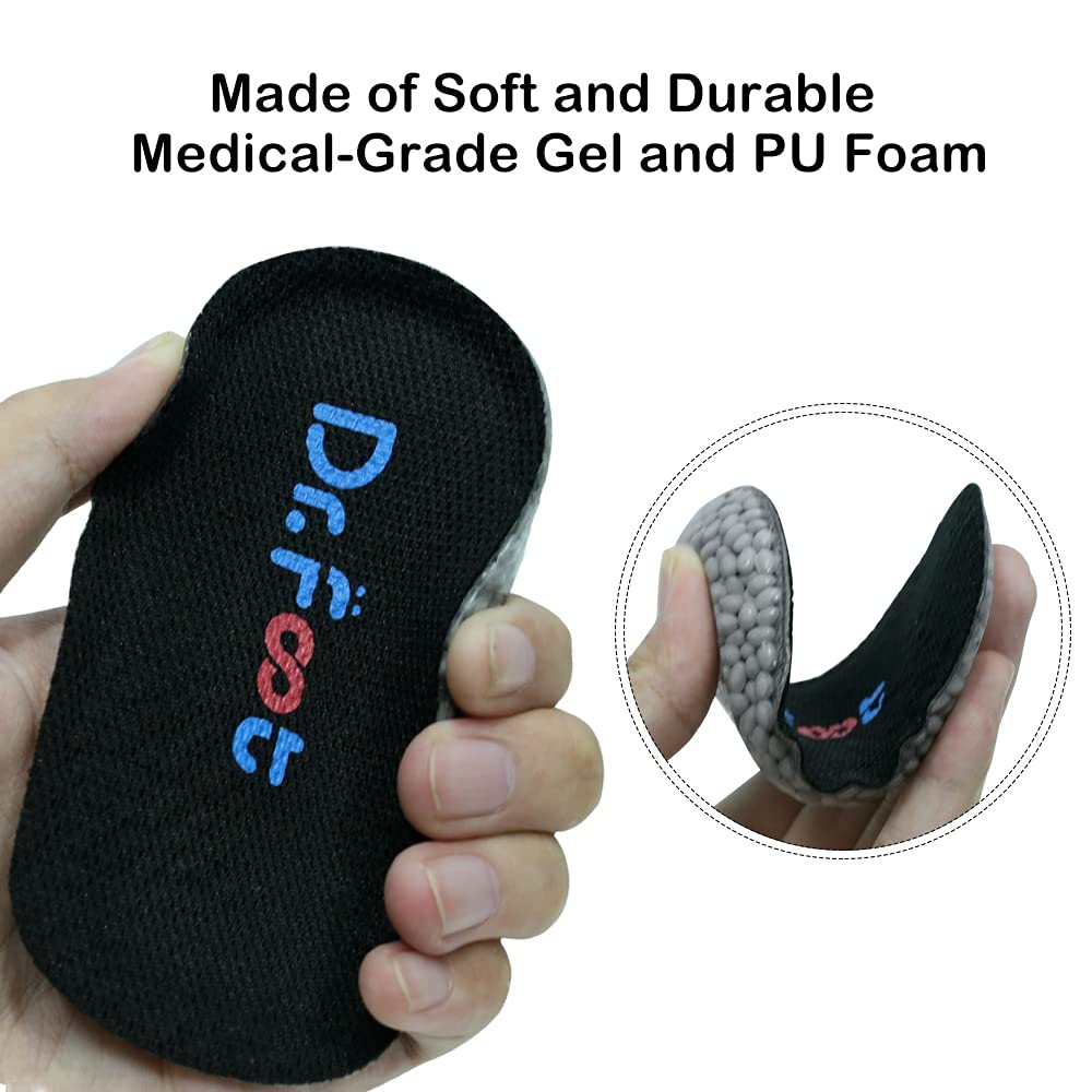Dr. Foot'S Height Increase Insoles, Heel Cushion Inserts, Heel Lift Inserts For Leg Length Discrepancies (0.6'' Height, Black)
