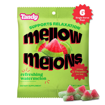 Tandy Mellow Melons L-Theanine Gummies I Relaxation Gummies with Refreshing Watermelon Flavor I Calming Gummies for Adults I Glu