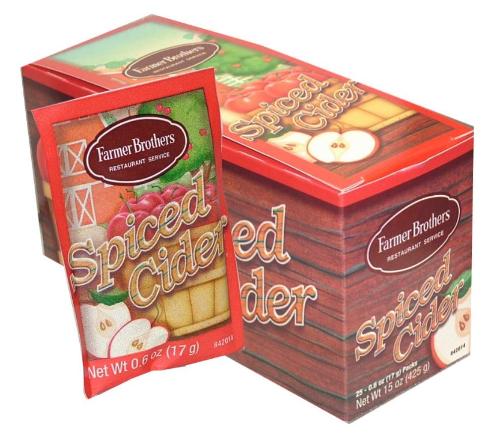 Farmer Brothers Instant Apple Spiced Cider Packets, 25 Single-Serve Drink Mix, 0.6 Ounce each, Hot or Iced Beverage