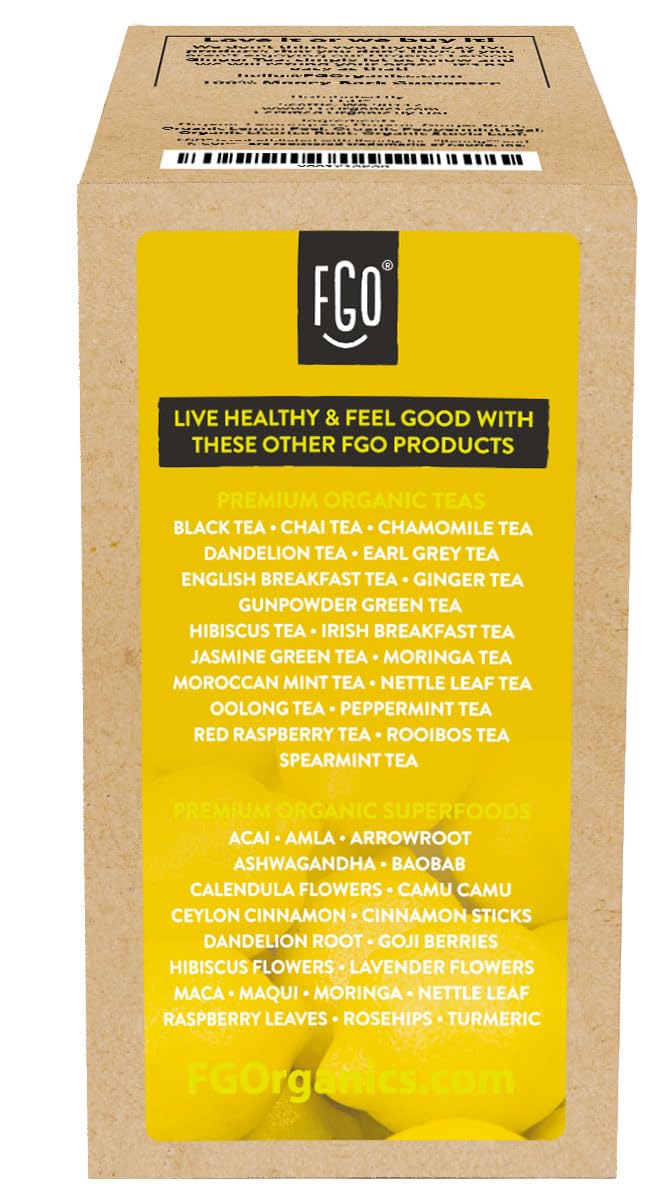 FGO Organic Lemon Ginger Tea K-Cup Pods - Caffeine-Free, 24 Count, Keurig Compatible