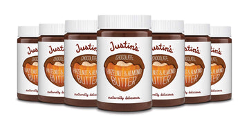 Justin'S Chocolate Hazelnut And Almond Butter, Organic Cocoa, No Stir, Gluten-Free, Responsibly Sourced, 16 Ounce Jar (6 Pack)