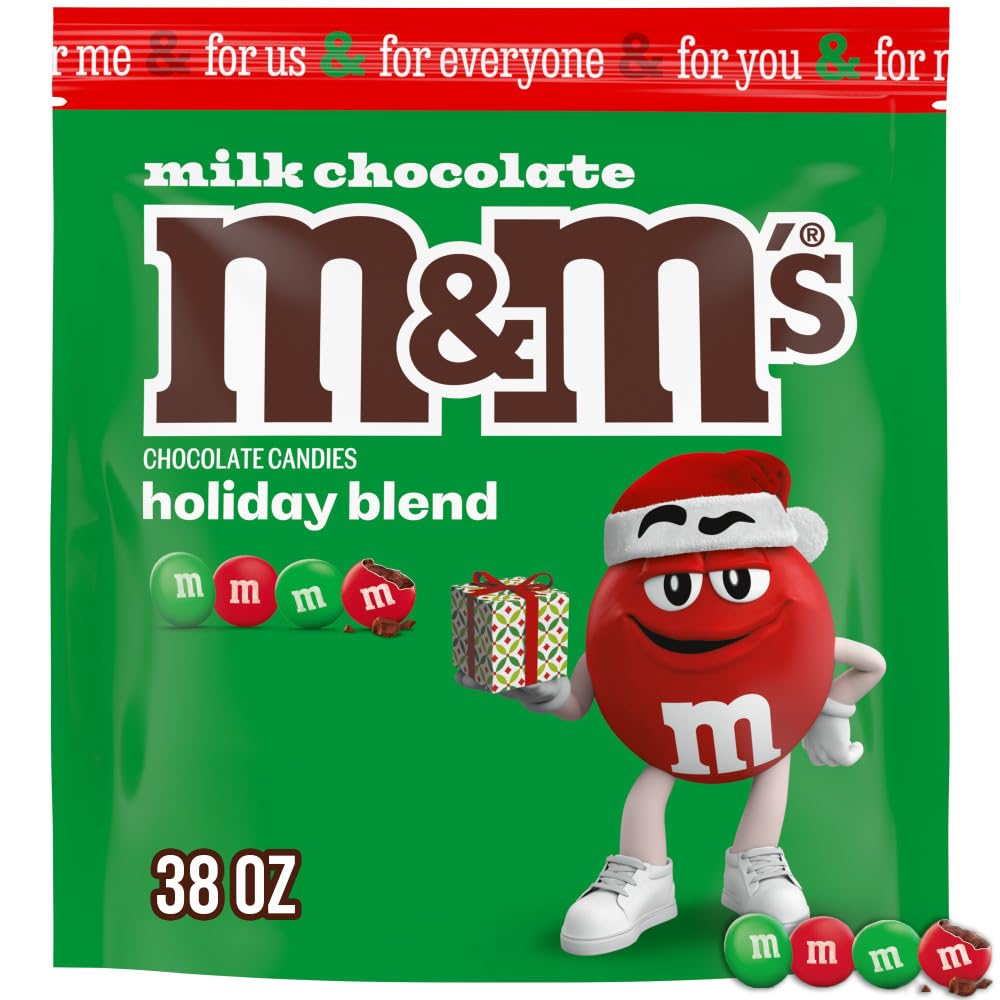 M&MS Milk Chocolate Red & Green Christmas Candy Bulk Assortment  Bulk Christmas Candy 38 oz Resealable Bag