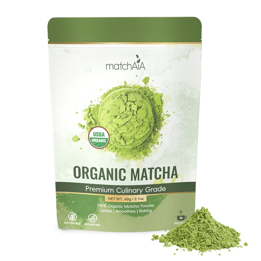 MatchAiA Premium Culinary Grade, USDA-Certified Organic Matcha, 100% Pure Green Tea Powder, Perfect for Lattes, Smoothies, Desse