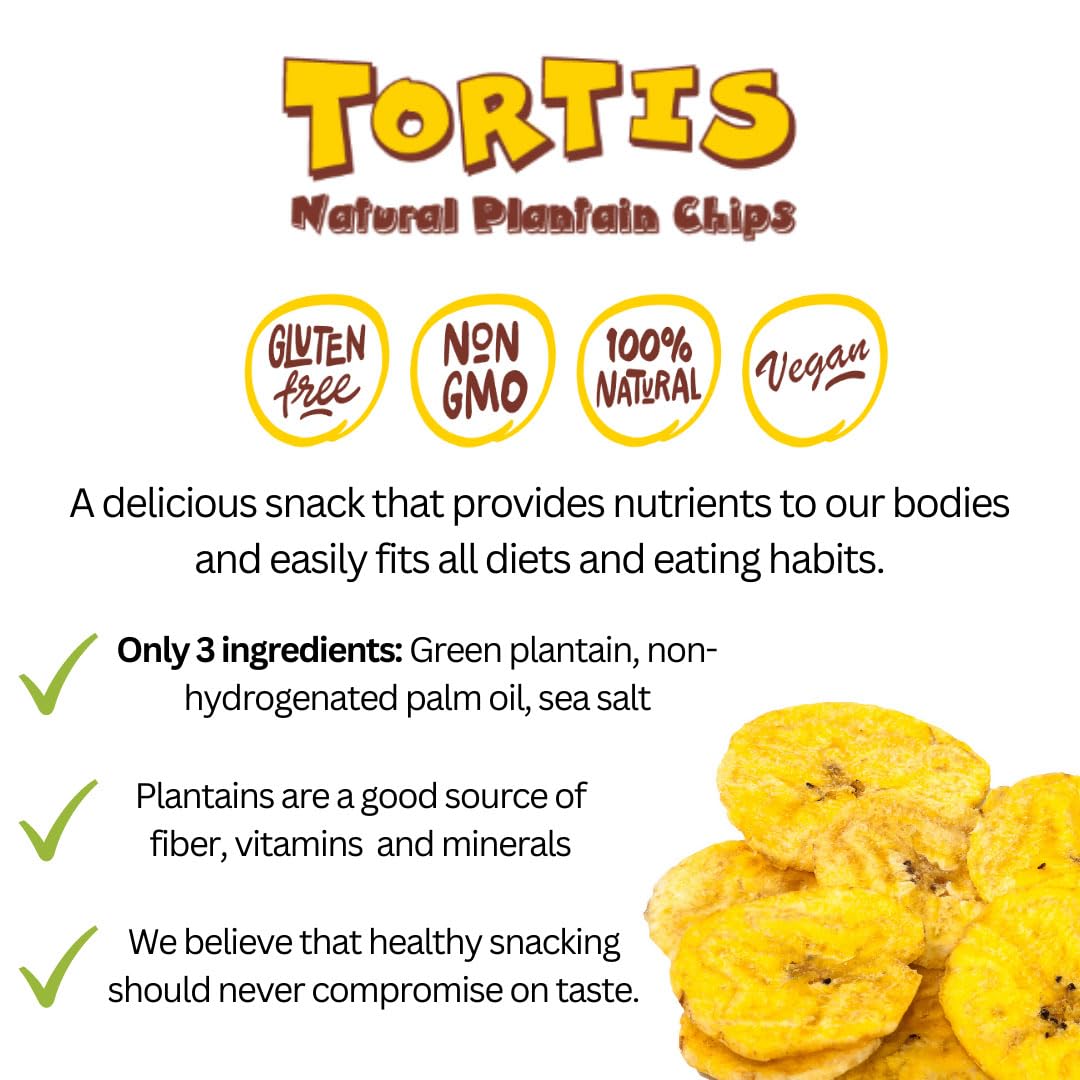 Tortis Natural Plantain Chips, Healthy Snacks, Non-Gmo, Chifle Bulk 15.87 Oz (Naturally Sweet)