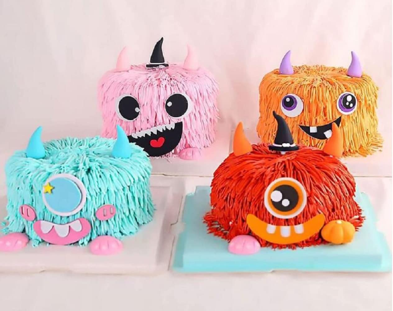 Jevenis Set Of 4 Little Monster Cake Topper Monster Cake Topper Monster Cake Decorations Party Supplies Monster Birthday Party S
