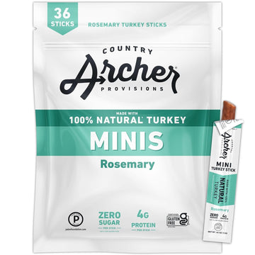 Country Archer Mini Turkey Jerky Sticks - All Natural Turkey Sticks, Protein Snack, Turkey Jerky Sticks For People, Turkey Snack