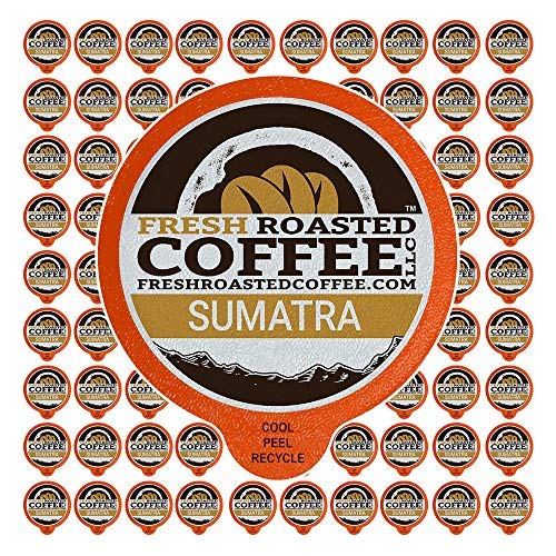 Fresh Roasted Coffee,100% Sumatra Mandheling | Single Origin | Medium Roast | Kosher | K-Cup Compatible | 96 Pods