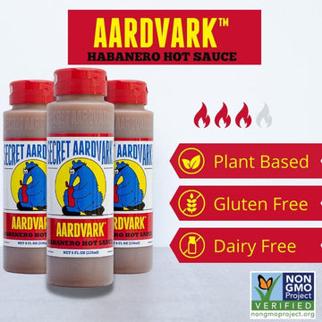 Secret Aardvark Habanero Hot Sauce - Habanero Peppers & Roasted Tomatoes, Medium Spiced Hot Sauce, BBQ Sauce, Non-GMO, Low Sugar