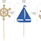24 Pcs Nautical Theme Glitter Cupcake Picks Cupcake Toppers Food Fruit Picks For Decoration Party Favors