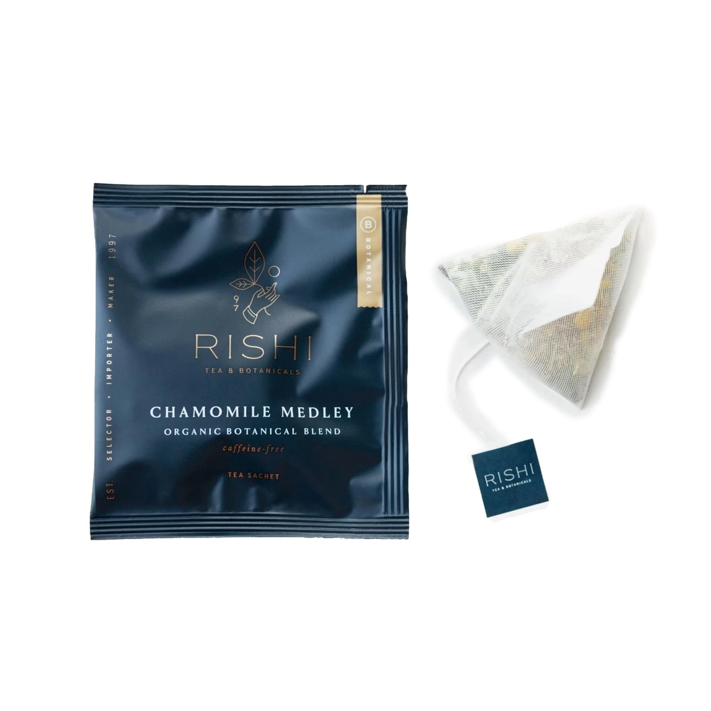 Rishi Tea Chamomile Medley Herbal Tea - Organic, Caffeine Free, Calming Blend - 50 Count Sachet Bags