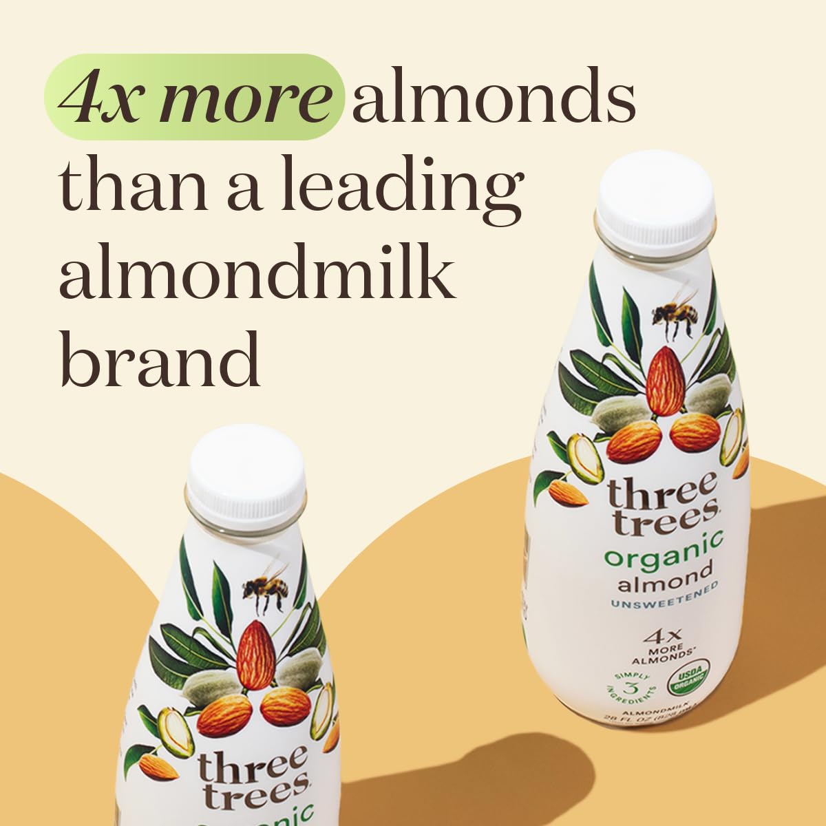 Three Trees Organic Unsweetened Vanilla Almondmilk, 28 Fz