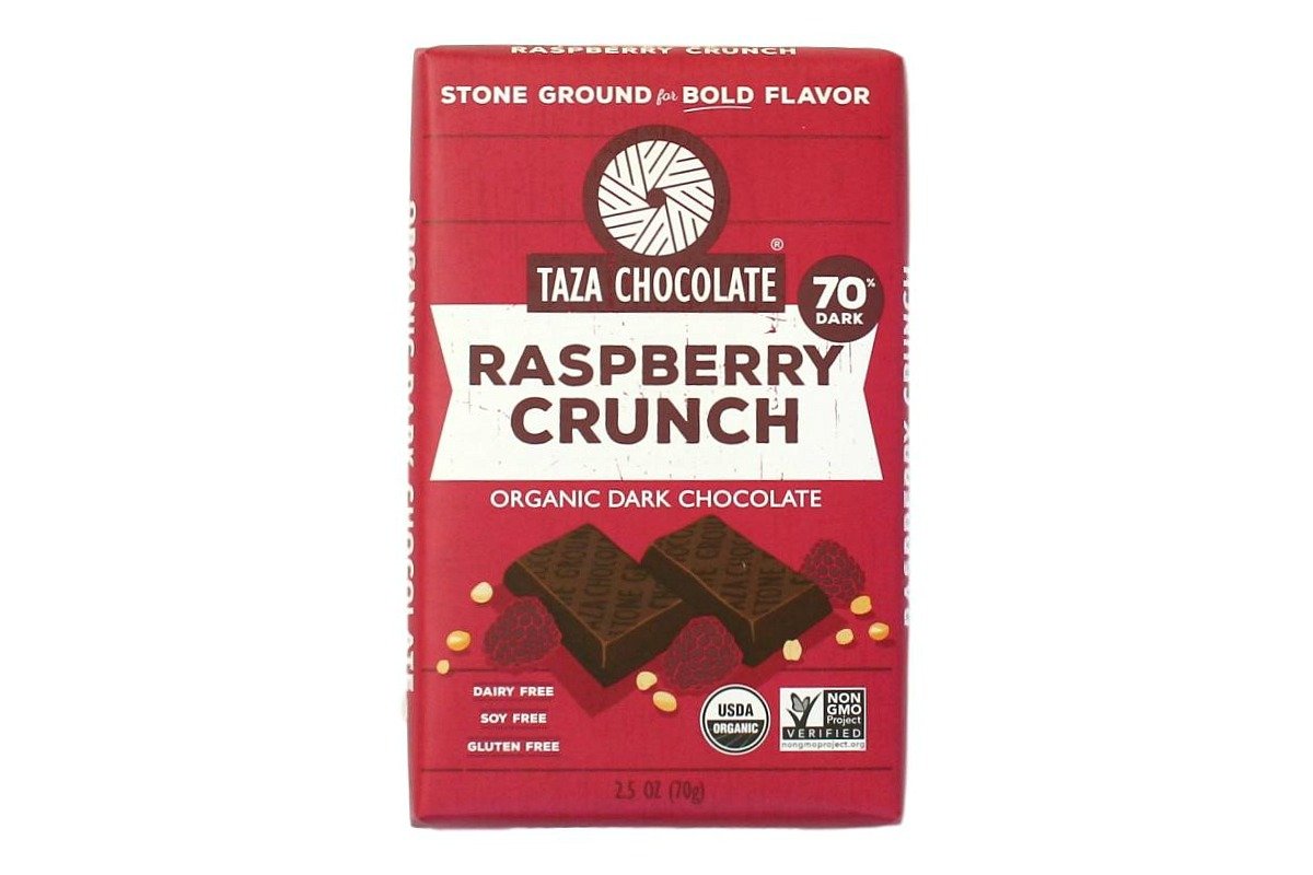 Taza Chocolate Organic Amaze Bar 60% Stone Ground, Raspberry Crunch, 2.5 Ounce (1 Count), Vegan