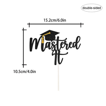 Black Glitter Mastered It Cake Topper,College Grad,Congratulations Mba Graduation Party Decorations Supplies
