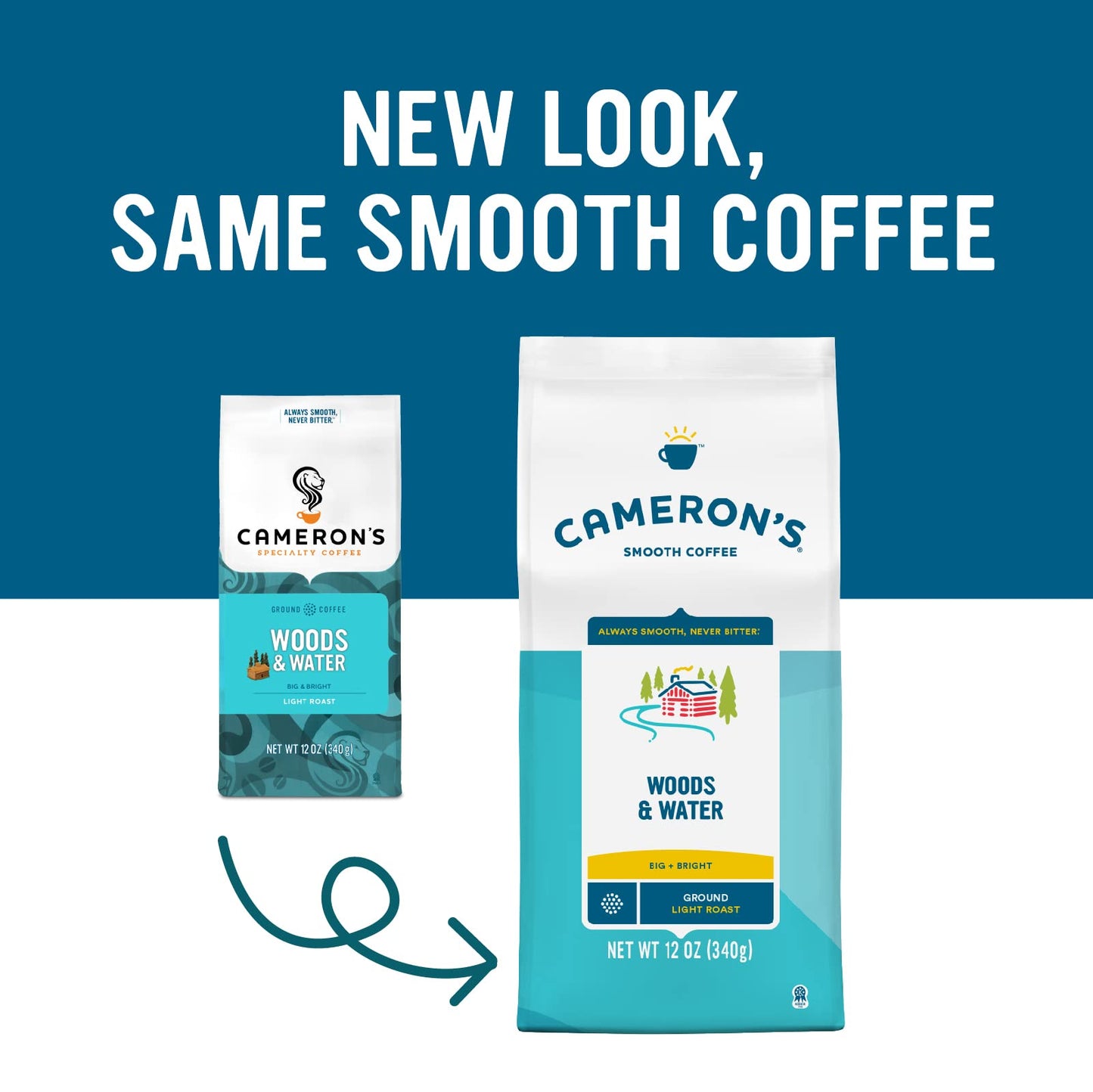 Camerons Coffee Roasted Ground Coffee, Woods & Water, 12 Ounce, Model PP-GRCE28305