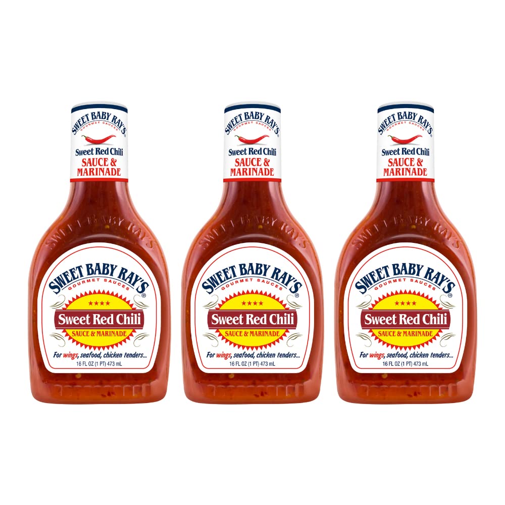 Sweet Baby Rays, Wing Sauce & Glaze, Sweet Red Chili, 16oz Bottle (Pack of 3)