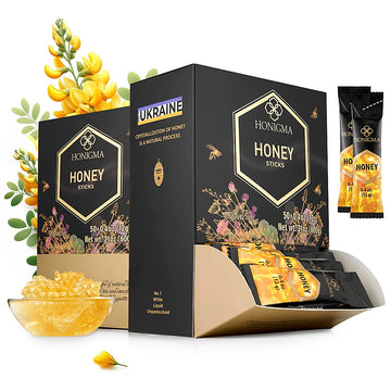 Honigma Raw Honey | Exquisite Taste | 100% Pure | Unpasteurized | Unfiltered | Partially Crystallized | (50 Count (Pack Of 2), A