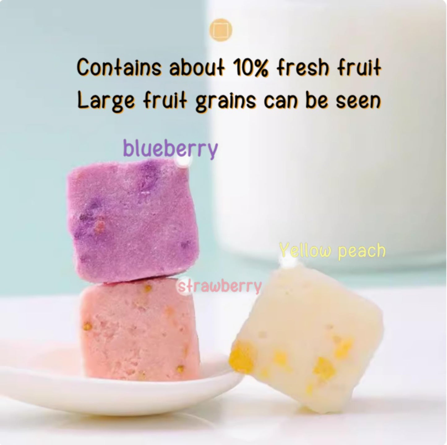 Freeze-dried yogurt chunks - Strawberry, Blueberry, Peach & Mango Mix | Crunchy Sweet & Tangy Snack for Ice Cream, Oatmeal, Lunc