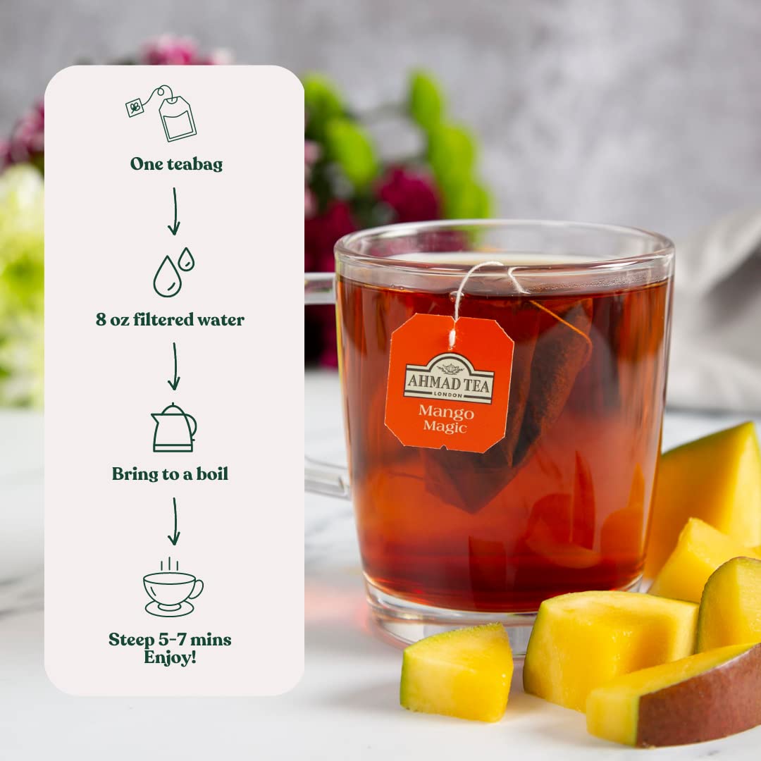Ahmad Tea Mango Magic Black Tea, 20-Count Boxes, Pack of 6, Model 698