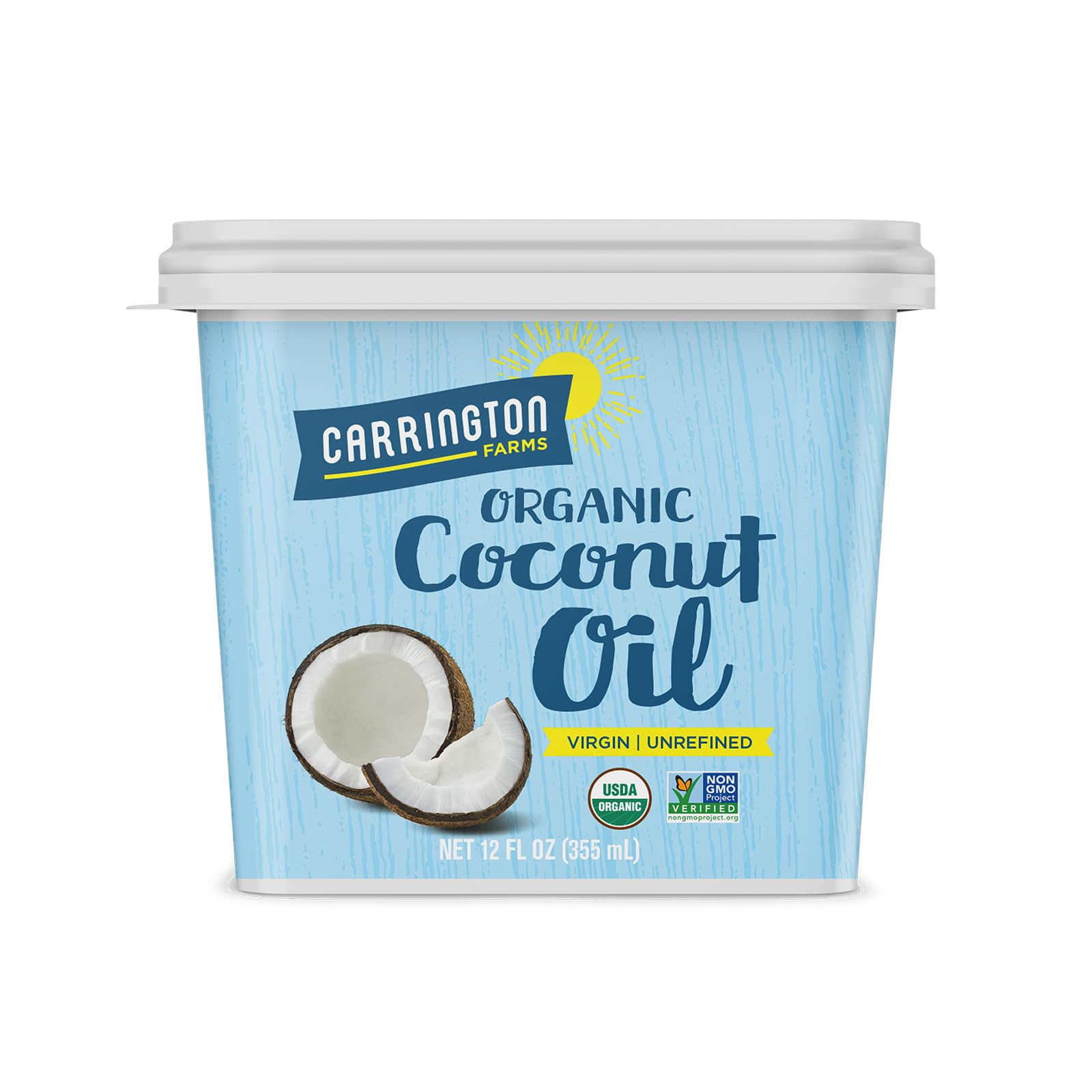 Carrington Farms Organic Virgin Coconut Oil, 12 Fl Oz, Pack of 1, Non-GMO, Gluten-Free