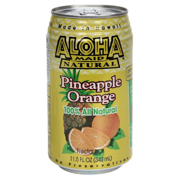 Aloha Maid Pineapple Orange Drink, 12-11.5 oz Cans